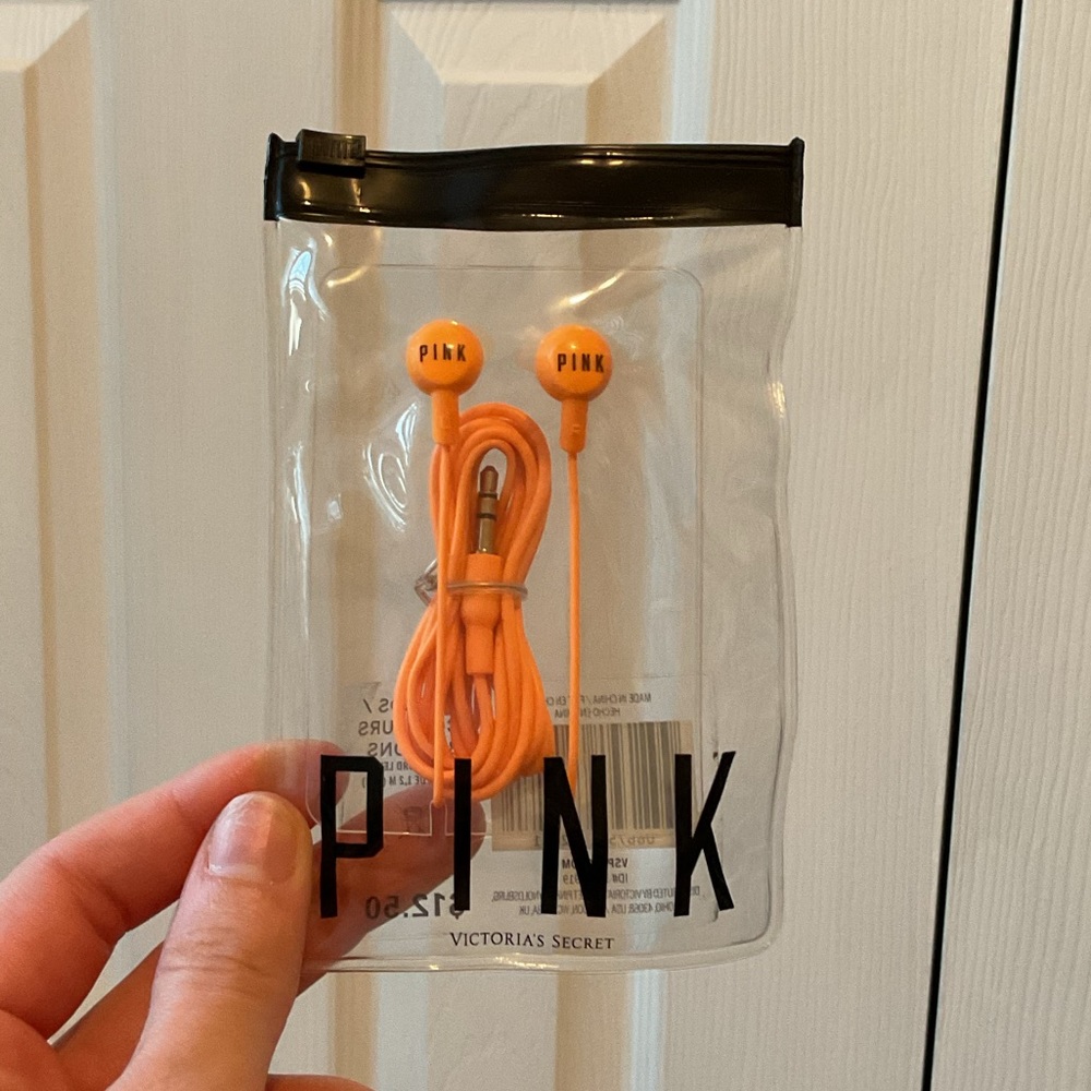PINK Victoria’s Secret Orange Earbuds/Earbud Headphones Brand New